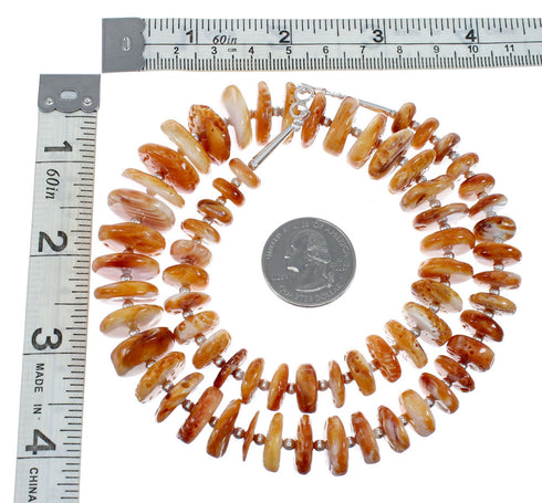 Navajo Genuine Sterling Silver Oyster Shell Bead Necklace AX129925